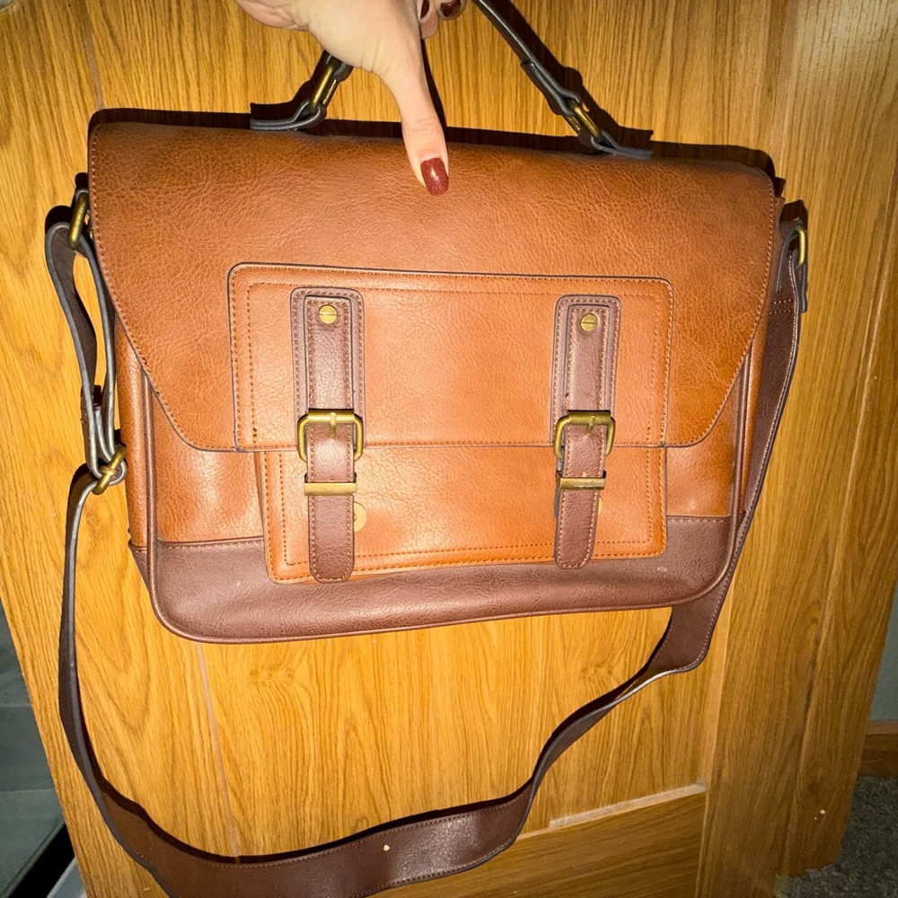Aldo Brown Leather Messenger Bag